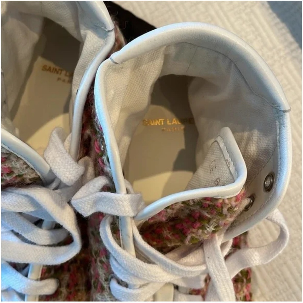 Saint Laurent Malibu Bedford Tweed High Top Pink Sneaker Size 38 - Picture 6 of 9